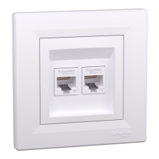 Розетка компьютерная с рамкой RJ45 UTP кат.6 Asfora белая ABS [EPH4800121] Шнейдер Электрик