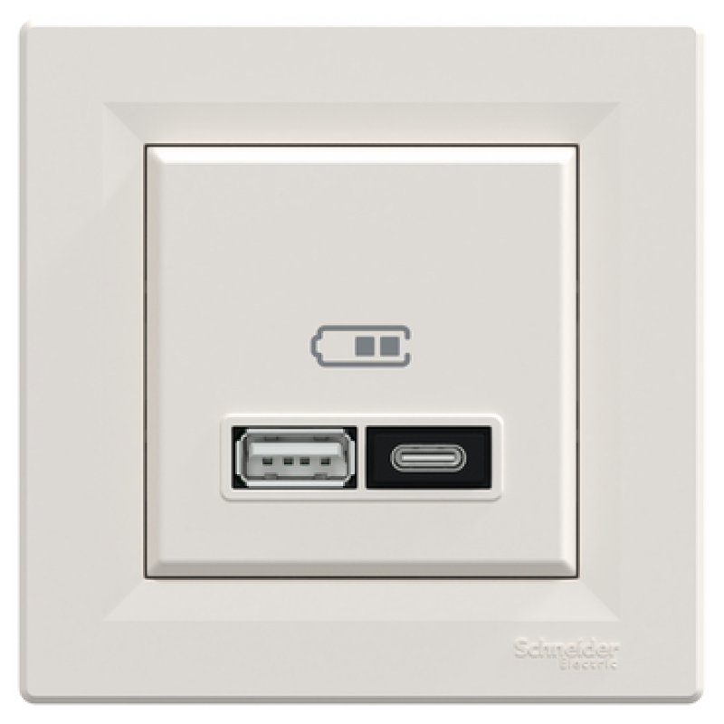 USB розетка тип А+С 21W 3A кремовый ABS [EPH2700523] Шнейдер Электрик