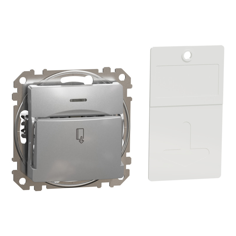 Картковий вимикач 10А Алюміній 73х73х45mm ABS-UV [SDD113121] Sedna Design & Elements Schneider Electric