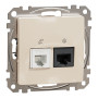 Розетка RJ45+RJ11 6UTP бежевый 73х73х37mm ABS-UV [SDD112468] Sedna Design & Elements Schneider Electric