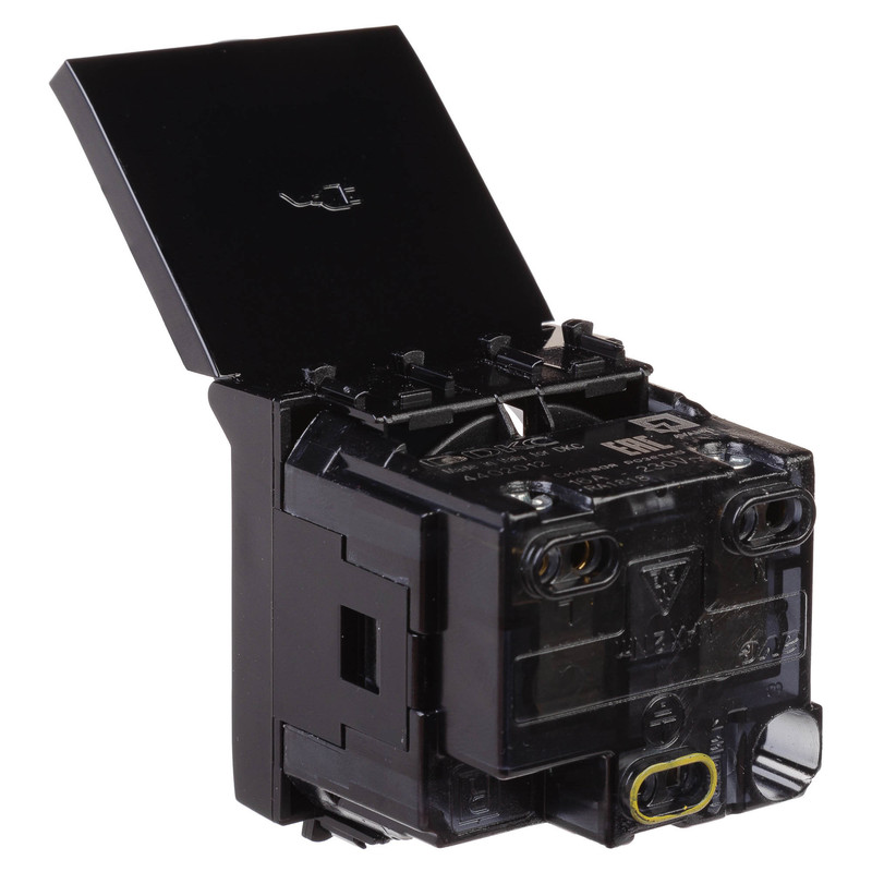 Розетка із заземленням з кришкою IP41 2 модуля чорний [4402012] ДКС Avanti