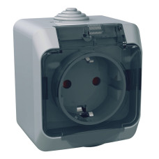 Розетка с прозрачной защитной крышкой IP44 серая [WDE000643] PA6 FR850 Cedar Plus Шнейдер Электрик