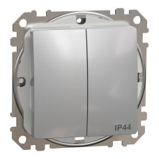 Двухклавишный выключатель IP44 Алюминий 73х73х38mm [SDD213105] Sedna Design & Elements Schneider Electric