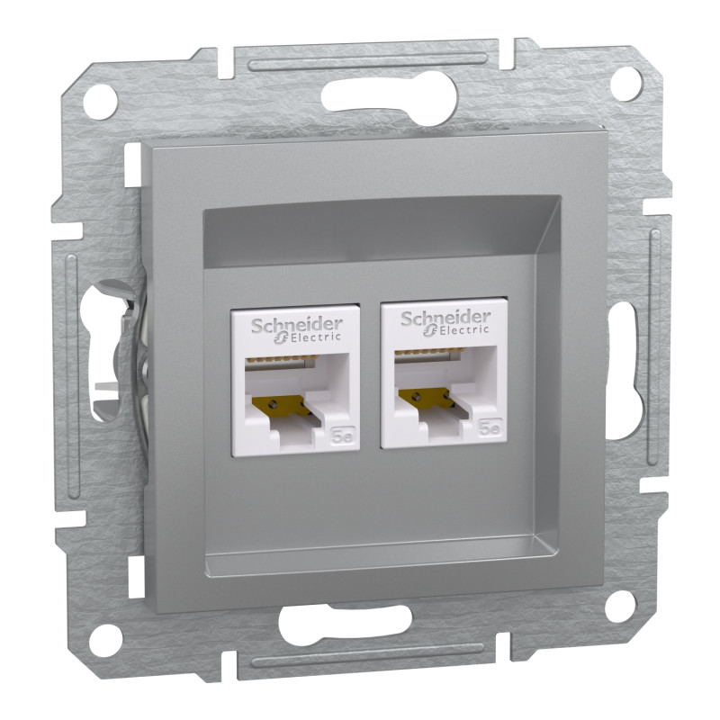 Розетка компьютерная RJ45 UTP кат.5Е Asfora алюминий ABS [EPH4400161] Шнейдер Электрик