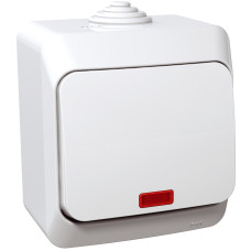 Выключатель накладной 1-клавишный с подсветкой IP44 белая [WDE000514] PA6 FR850 Cedar Plus Шнейдер Электрик