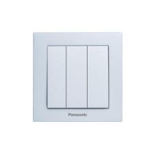 Выключатель трехклавишный Karre Plus 55 с рамкой ABS серебро [WDTC90152SL-UA1] Panasonic
