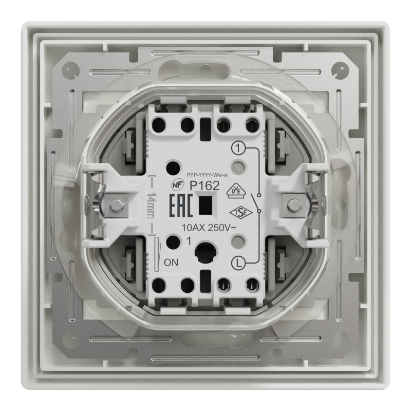 Выключатель одноклавишный IP44 Asfora с рамкой самозажимной ABS белый [EPH0100221] Шнейдер Электрик