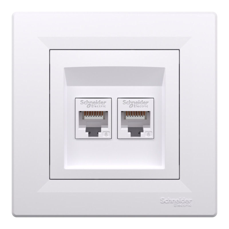 Розетка комп'ютерна з рамкою RJ45 UTP кат.6 Asfora біла ABS [EPH4800121] Електрик шнейдер