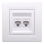 Розетка комп'ютерна з рамкою RJ45 UTP кат.6 Asfora біла ABS [EPH4800121] Електрик шнейдер