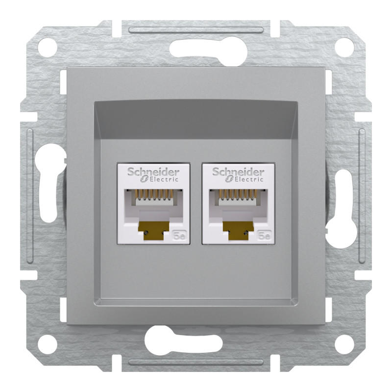 Розетка компьютерная RJ45 UTP кат.5Е Asfora алюминий ABS [EPH4400161] Шнейдер Электрик