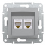 Розетка компьютерная RJ45 UTP кат.5Е Asfora алюминий ABS [EPH4400161] Шнейдер Электрик