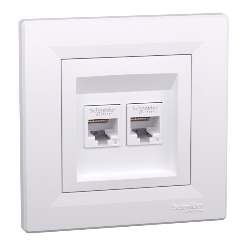 Розетка комп'ютерна з рамкою RJ45 UTP кат.6 Asfora біла ABS [EPH4800121] Електрик шнейдер