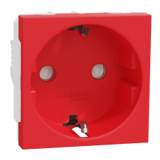 Розетка с з/к и шторками 16А Красный 45х45х40mm PC [NU303703] Unica New Schneider Electric