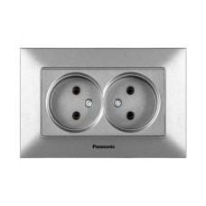 Розетка двойная без заземления Arkedia Slim серебряная ABS [WNTC02042SL-UA1] Panasonic