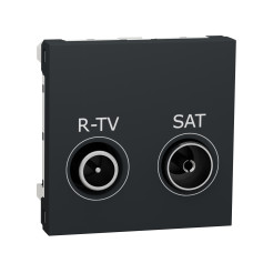 Розетка R-TV SAT одинарная 2 модули антрацит [NU345454] ABS-UV Unica New Шнейдер Электрик