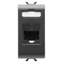 Розетка компьютерная RJ45 кат.5е UTP 1 модуль Chorusmart черная технополимер [GW12421] Gewiss