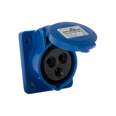 Силовая розетка 2P+PE 16А 230В встраиваемая IP44 синяя [ECO016010007] ГВ (ECO-413) АСКО