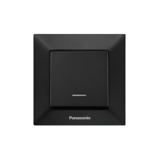 Выключатель одноклавишный с подсветкой Arkedia Slim с рамкой ABS черный [WNTC00022BL-UA1] Panasonic