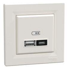 USB розетка тип А+С 21W 3A кремовый ABS [EPH2700523] Шнейдер Электрик