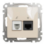 Розетка RJ45+RJ11 6UTP бежевый 73х73х37mm ABS-UV [SDD112468] Sedna Design & Elements Schneider Electric