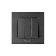 Выключатель трехклавишный Karre Plus 55 с рамкой ABS дымчатый [WDTC90152DG-UA1] Panasonic