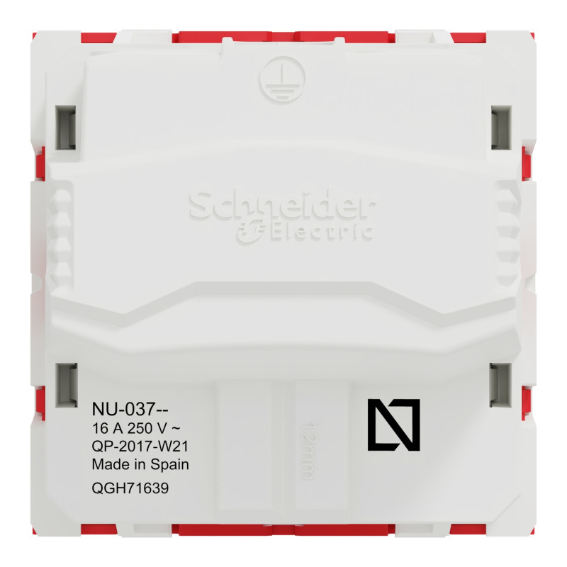 Розетка с з/к и шторками 16А Красный 45х45х40mm PC [NU303703] Unica New Schneider Electric