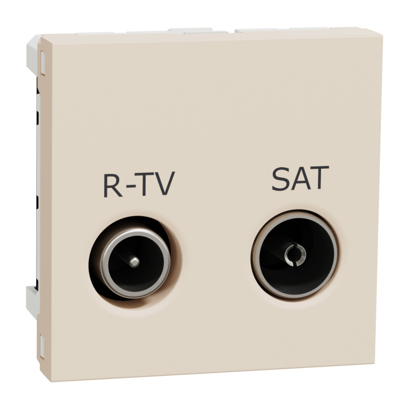 Розетка R-TV SAT одинарная 2 модуля бежевая [NU345444] ABS-UV Unica New Шнейдер Электрик
