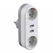 Сетевой тройник с заземлением 2 места 16A 2xUSB [4260642638375] EE-2/2USB-16A EUROELECTRIC