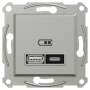 USB розетка тип А+С 21W 3A алюміній ABS [EPH2700561] Шнейдер Електрік