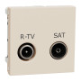 Розетка R-TV SAT одинарная 2 модуля бежевая [NU345444] ABS-UV Unica New Шнейдер Электрик