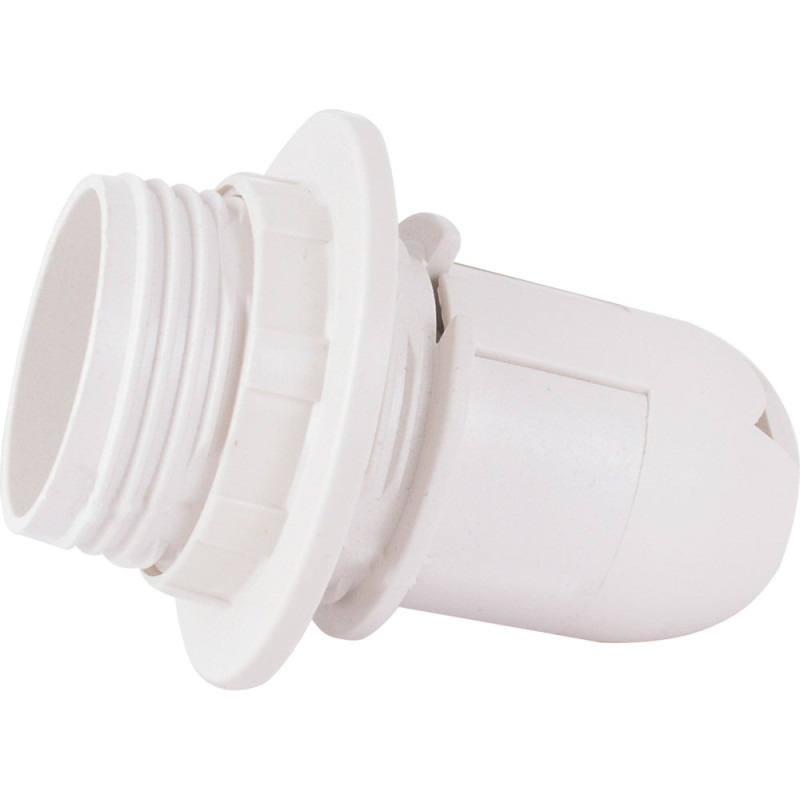Патрон E14 електричний з гайкою 56х28mm пластик білий [s9100006] e.lamp socket with nut.E14.pl.white E.NEXT