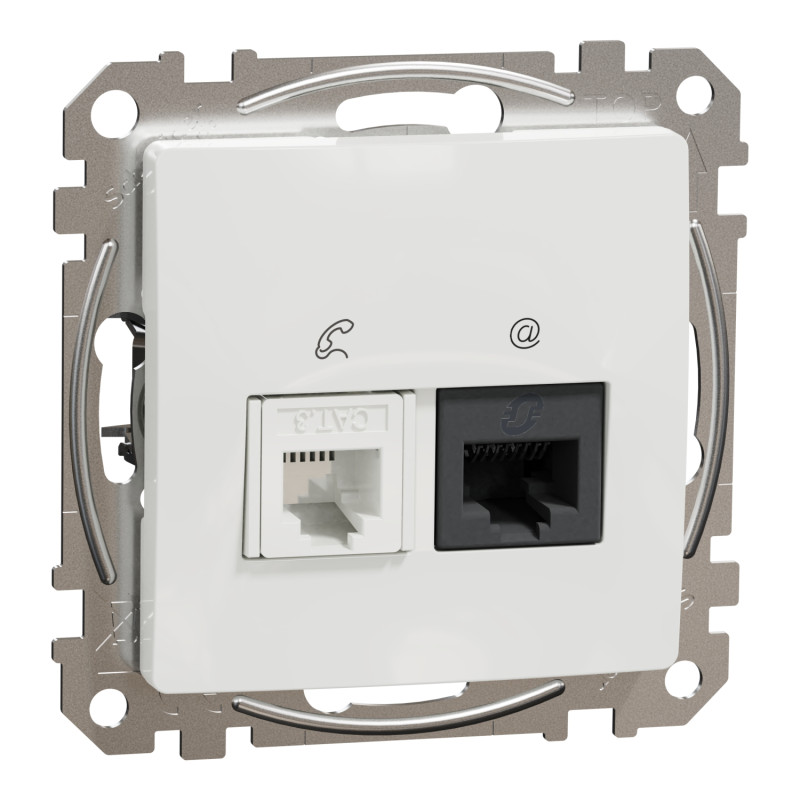 Розетка RJ45+RJ11 6UTP белый 73х73х37mm ABS-UV [SDD111468] Sedna Design & Elements Schneider Electric