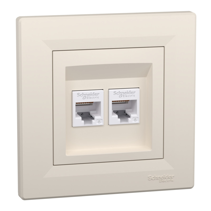 Розетка компьютерная с рамкой RJ45 UTP кат.6 Asfora слоновая кость ABS [EPH4800123] Шнейдер Электрик