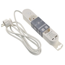 Сетевой фильтр-удлинитель 3 гнезда 2м с з/к USB+Type C с выключателем [ECO019001001] Ornat АСКО