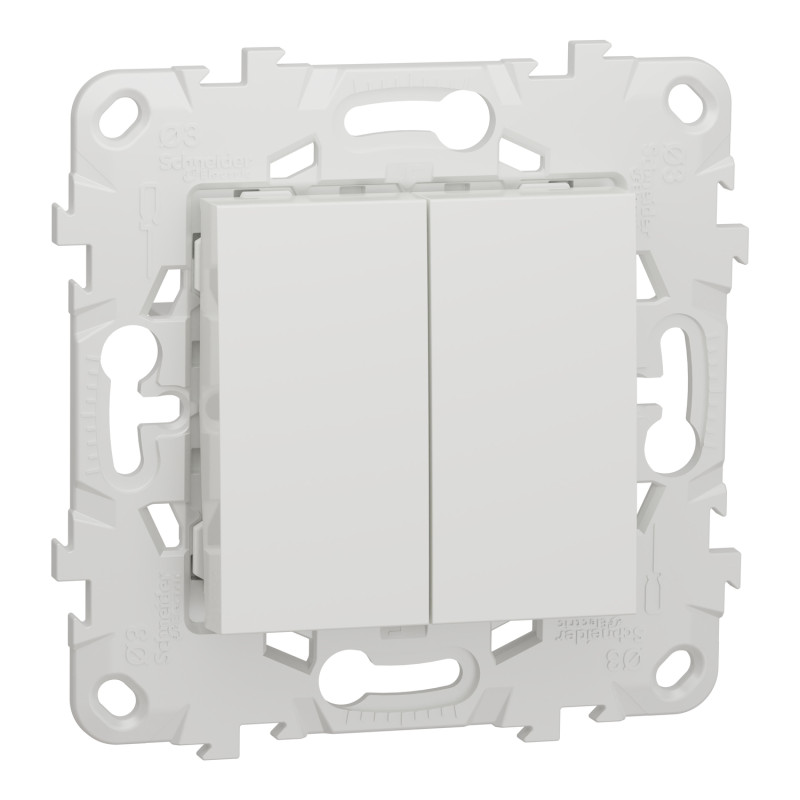 Выключатель 2-клавишный Белый 74.5х74.5х34.25mm PC [NU521118] Unica New Schneider Electric