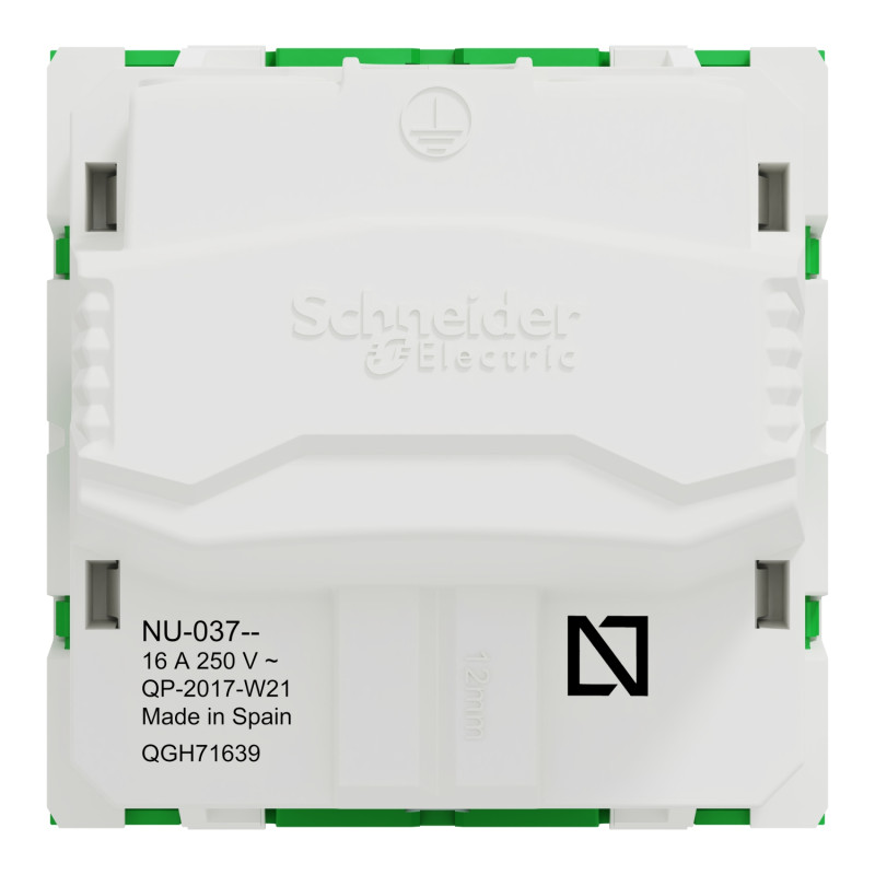 Розетка с з/к и шторками 16А Зеленый 45х45х40mm PC [NU303706] Unica New Schneider Electric