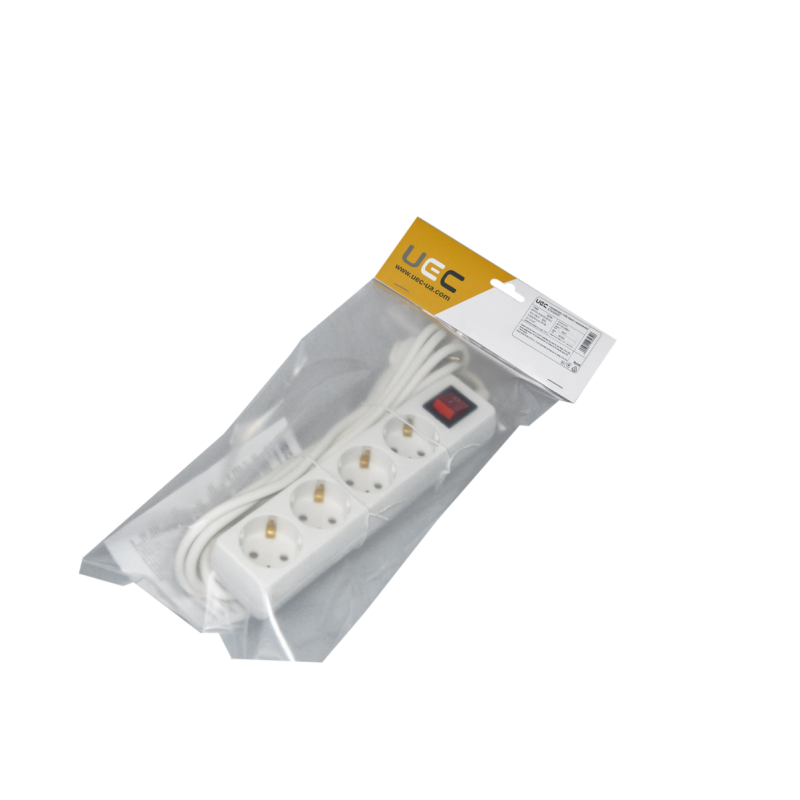 Подовжувач з вимикачем 3м 4 гнізда 2Р+PЕ IP20 [WYP10-16-04-03-GS-N-U] STANDART UEC