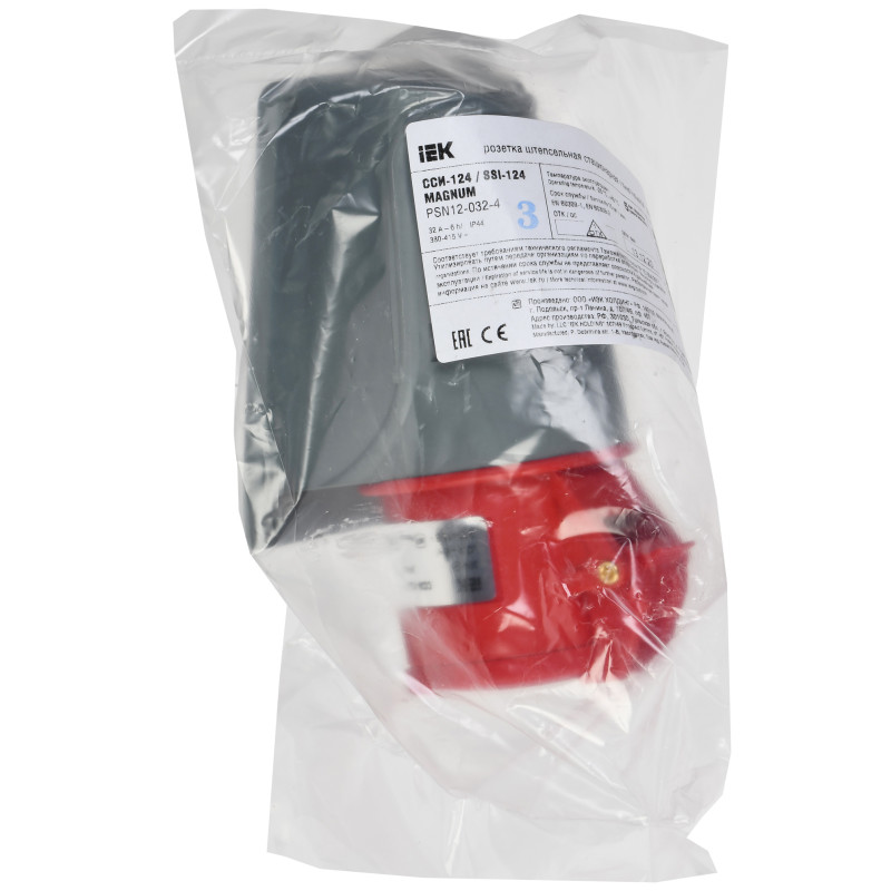 Розетка стаціонарна сси-124 32А-6ч/380-415В 3Р+ре ip44 Magnum, іек [psn12-032-4]