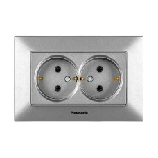 Розетка двойная с заземлением Arkedia Slim серебряная ABS [WNTC02052SL-UA1] Panasonic