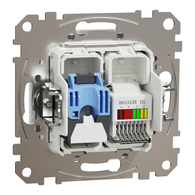 Розетка RJ45+RJ11 6UTP белый 73х73х37mm ABS-UV [SDD111468] Sedna Design & Elements Schneider Electric