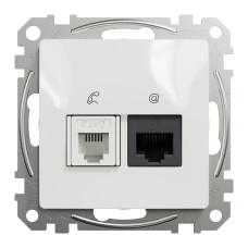 Розетка RJ45+RJ11 6UTP белый 73х73х37mm ABS-UV [SDD111468] Sedna Design & Elements Schneider Electric