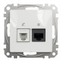 Розетка RJ45+RJ11 6UTP белый 73х73х37mm ABS-UV [SDD111468] Sedna Design & Elements Schneider Electric