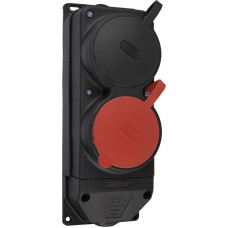 Колодка 2 гнезда с защитными крышками 1×25А/1×16A*2P+PE 3Р+PE IP44 каучуковая [A0250010011] АСКО