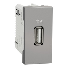 Розетка USB 1 модуль алюминий [NU342830] PC Unica New Шнейдер Электрик