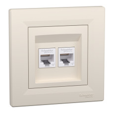 Розетка компьютерная с рамкой RJ45 UTP кат.6 Asfora слоновая кость ABS [EPH4800123] Шнейдер Электрик