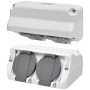 Розетка двойная с заземлением угловая наружная PC IP44 белая [4481020] PRE-2 ETI
