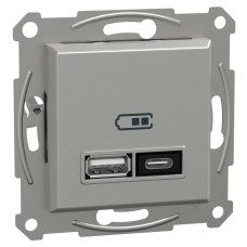 USB розетка тип А+С 21W 3A алюминий ABS [EPH2700561] Шнейдер Электрик