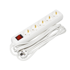 Удлинитель с выключателем 3м 5 гнезд 2Р+PЕ IP20 [WYP10-10-05-03-GS-G-U] ECO UEC