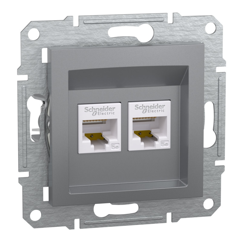 Розетка комп'ютерна RJ45 UTP кат.5Е Asfora сталь ABS [EPH4400162] Шнейдер Електрік