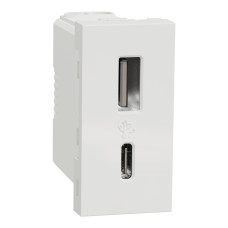 Розетка USB тип A+C Белый 45х22.5х39mm PC [NU301618] Unica New Schneider Electric